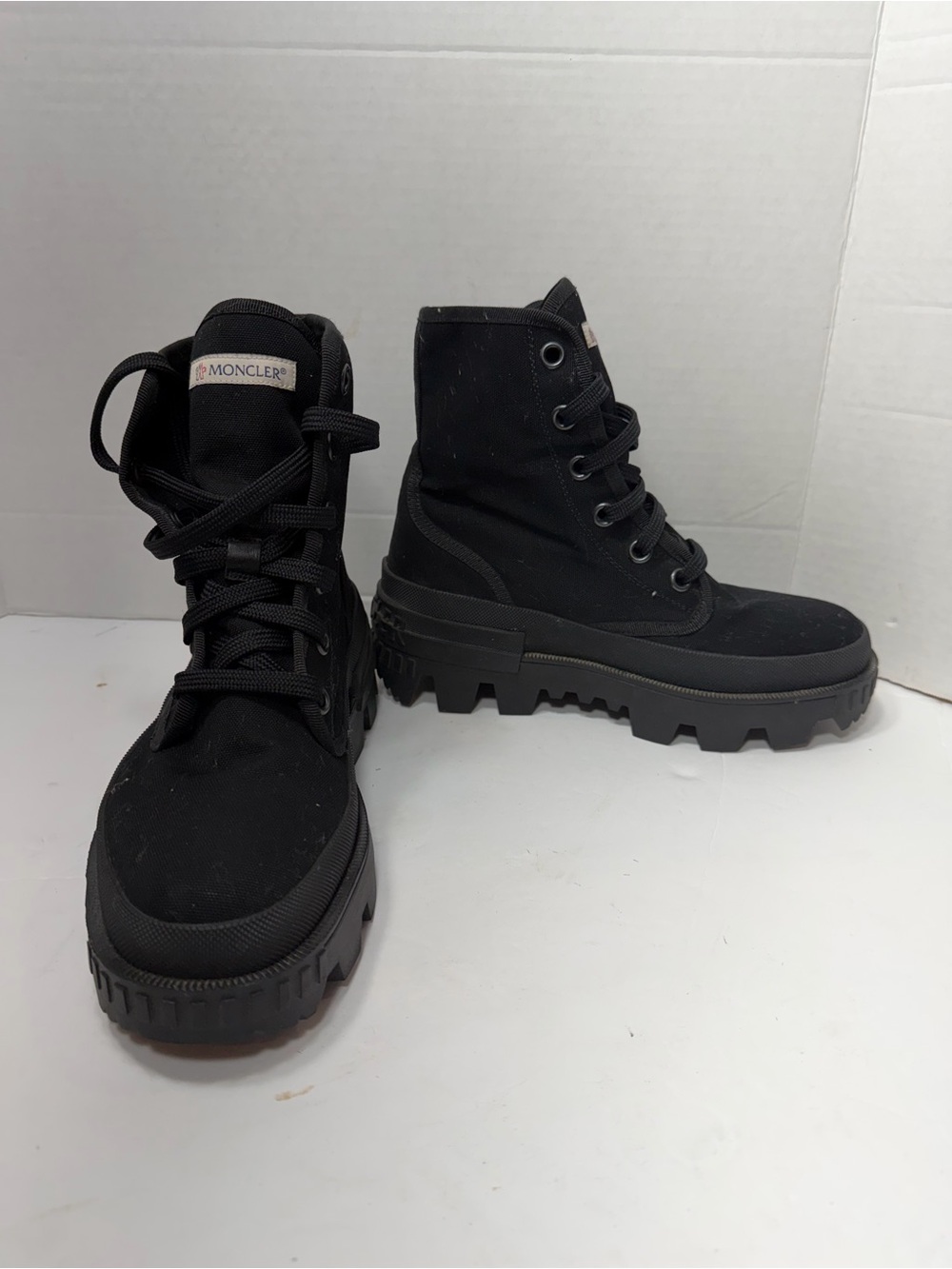 Moncler Black Canvas Pyla Ankle Boots Size 36(5.5US)